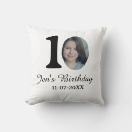 Almofada Foto de 10° aniversário carta negrito crianças nom