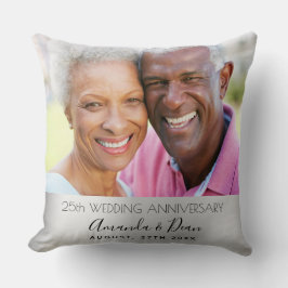 Almofada foto de aniversário de casamento de 25 anos pratea