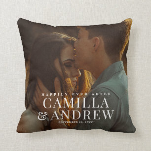 Almofada Foto de Casal de Casamento Felizes para Sempre