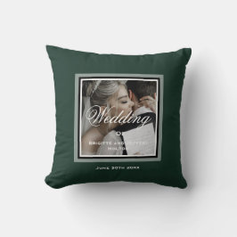 Almofada Foto de casal de casamento personalizável em verde