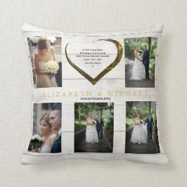 Almofada Foto de Casamento Colagem Rustic Simple Heart Cote