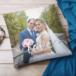 Almofada Foto de Casamento de Script de Amor Manuscrito