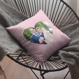 Almofada Foto de Casamento em Coração Rosa
