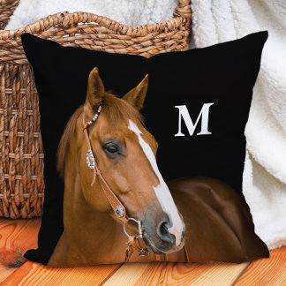 Almofada Foto de Cavalo com Monograma Personalizado