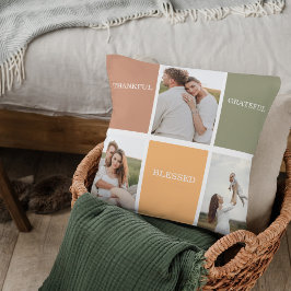 Almofada Foto de Colagem da Família | Agradecido Grateful