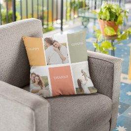 Almofada Foto de Colagem da Família Moderna | Ação de Graça