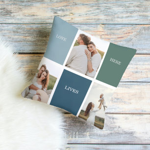 Almofada Foto de Colagem da Família Moderna Love Live Her