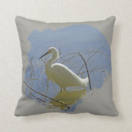 Almofada Foto de Egret Branco Elegante Pássaro Calmo Nature