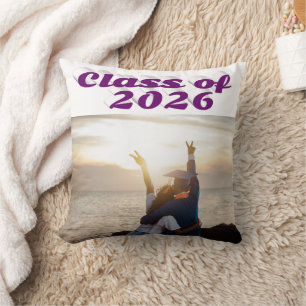 Almofada Foto de formatura com texto roxo da turma de 2026