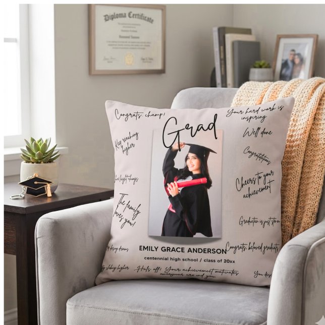 Almofada Foto de Formatura Personalizada & Mensagem de Múlt (Criador carregado)
