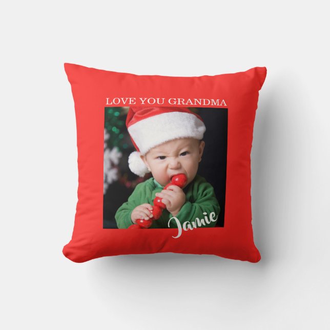 Almofada Foto de Natal da Família Moderna (Frente)