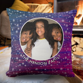 Almofada Foto de Natal do Floco de Neve Russo de Madeira Ro