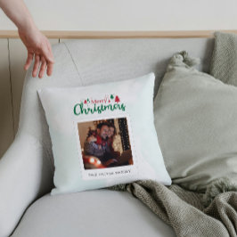 Almofada Foto de Natal Moderno e Feliz Personalizada