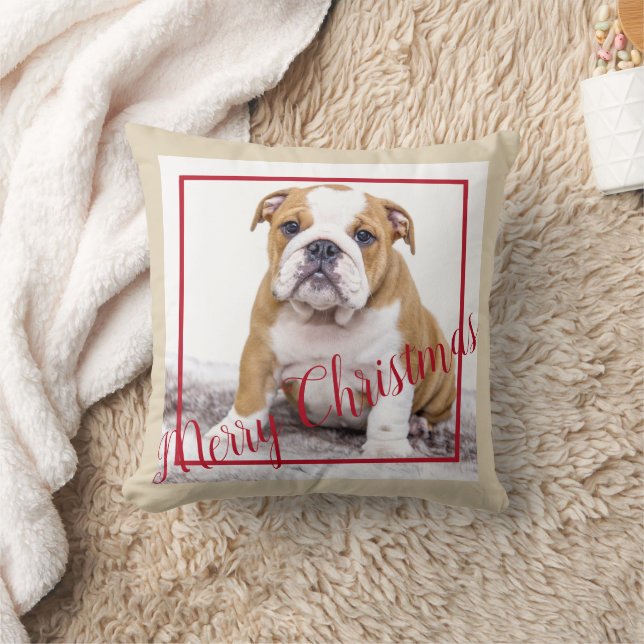 Almofada Foto de Natal Personalizada para Bulldog em Inglês (Cobertor)