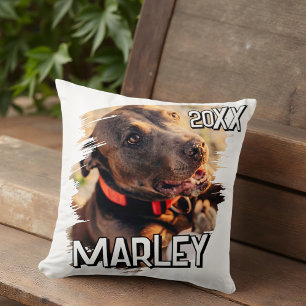 Almofada Foto de Pet Personalizada de Grunge Simples Reprod