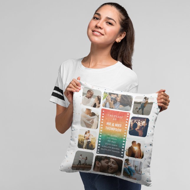 Almofada Foto de Retro Sunset Sr. e Sra. segundo Aniversári (Criador carregado)