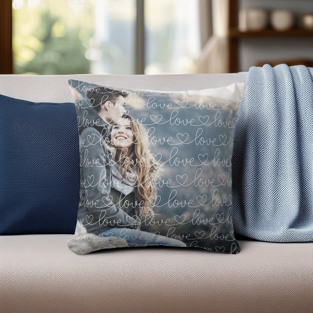 Almofada Foto de Sobreposição de Padrões de Amor (Criador carregado)