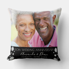 Almofada foto do 60º aniversário de casamento diamante pret