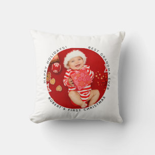 Almofada Foto do Bebê Feriado do Primeiro Natal Personaliza