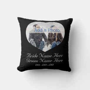 Almofada Foto do Casal Moderno de Casamento Preto e Branco