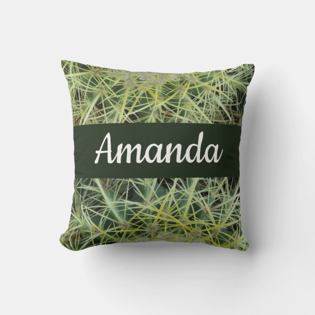Almofada Foto do deserto verde-sudoeste Barrel Cactus (Frente)