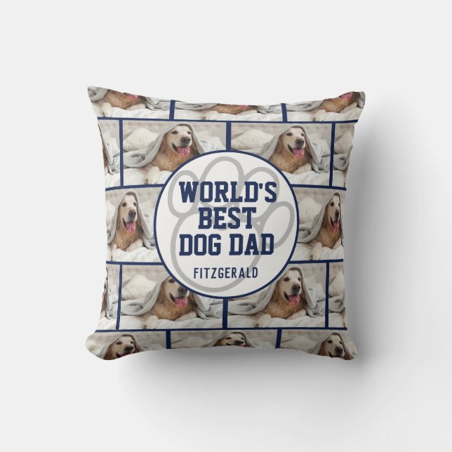 Almofada Foto do Melhor Pai de Cães Personalizado (Frente)