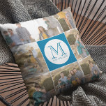 Almofada Foto do Monograma com Cor de Fundo Editável<br><div class="desc">Travesseiro de fotos monograma que você pode adicionar 8 de suas próprias fotos e personalizar com seu nome e inicial que são definidos no gráfico branco redondo. Além disso, você também pode editar a cor do plano de fundo (clique no botão personalizar) da seção do meio para combiná-la com a...</div>
