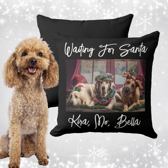 Almofada Foto do Natal de Dog Lover (Dog Lover's Photo Christmas Throw Pillow)