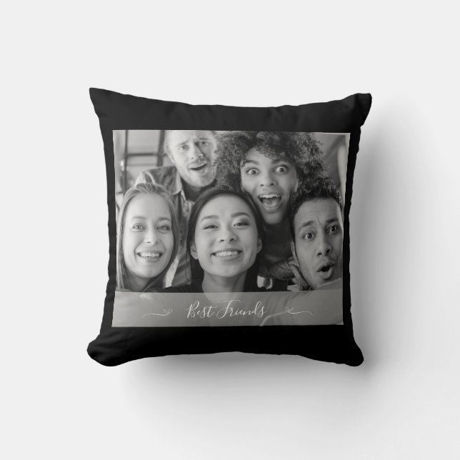 Almofada Foto dos melhores amigos preto e branco (Frente)