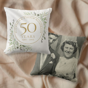 Almofada Foto em Aquarela do 50º Aniversário com Verdura