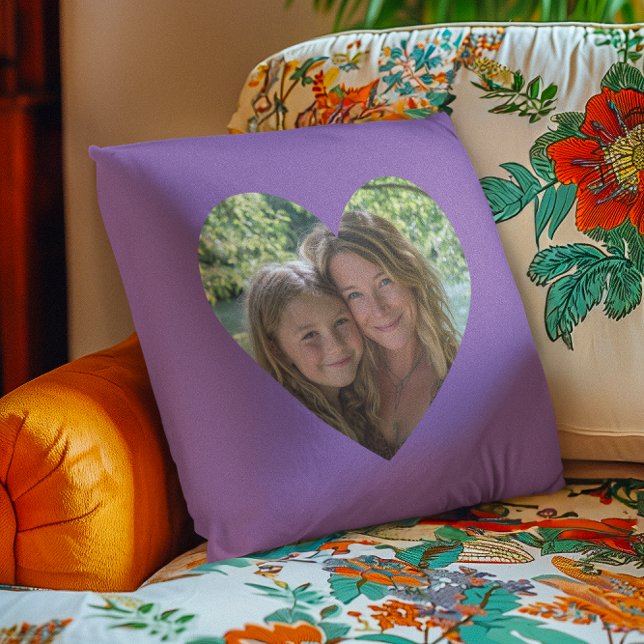Almofada Foto em forma de coração da Orquídea Ametist (Amethyst Orchid Purple Heart Shape Photo Throw Pillow)