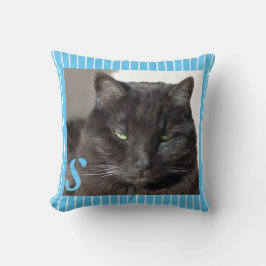 Almofada Foto Gato de Turquesa Monograma