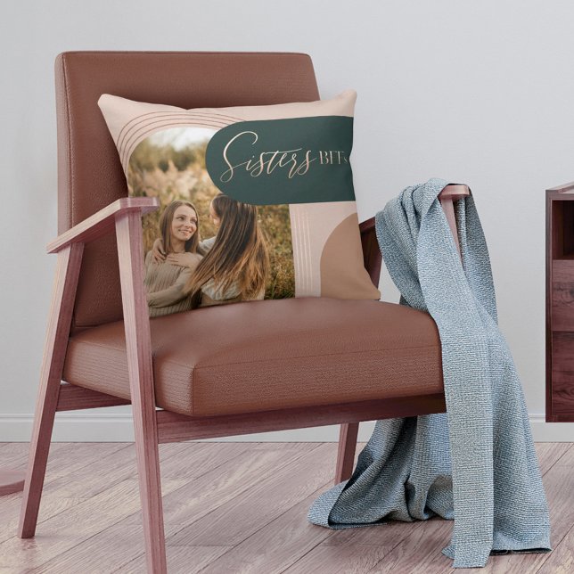Almofada Foto Geométrica de Arco Concentrado das Irmãs BFFS (Criador carregado)