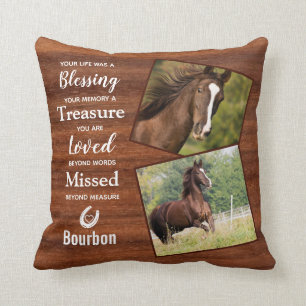 Almofada Foto Memorial Rustic Wood Horse