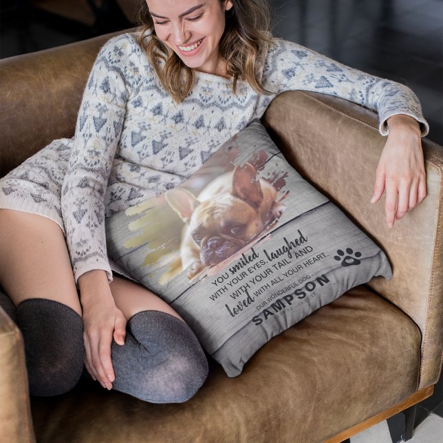 Almofada Foto Moderna e Perda de Pet de Cotação | Cinza rus (Criador carregado)