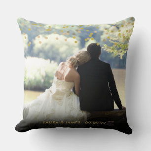 Almofada Foto Personalizada Confete Dourado Elegante