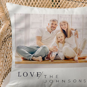 Almofada Foto personalizada da família de amor chic minima