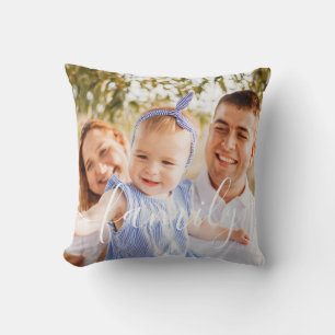 Almofada Foto Personalizada da Família Monograma Preppy Lis