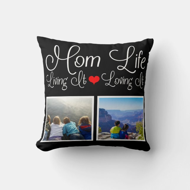 Almofada Foto personalizada da mamãe Life Black (Frente)