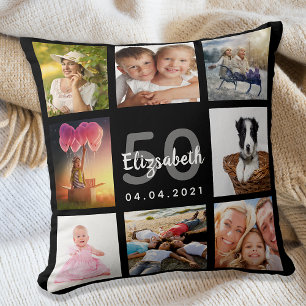 Almofada Foto personalizada de aniversário - coluna negra
