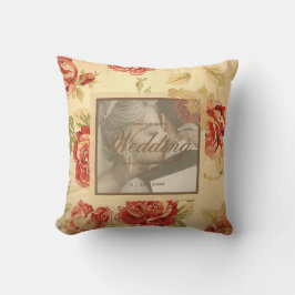 Almofada Foto personalizada de casamento vintage amarelo rú