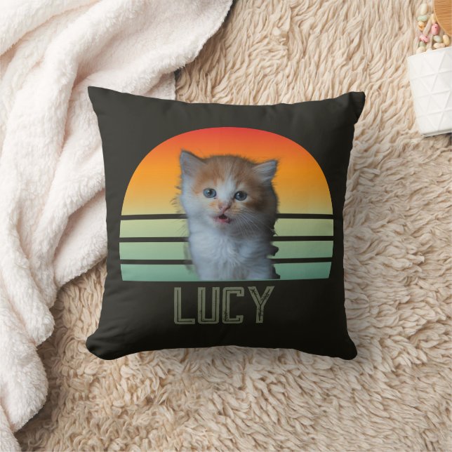 Almofada Foto Personalizada de Gato com Nome Presente Perso (Cobertor)