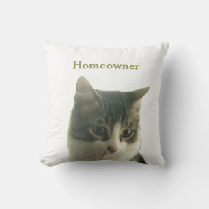 Almofada Foto personalizada de gato tabby em branco