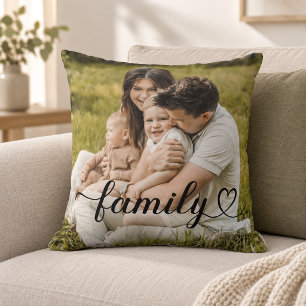 Almofada Foto Personalizada de Script Preto de Amor Familia