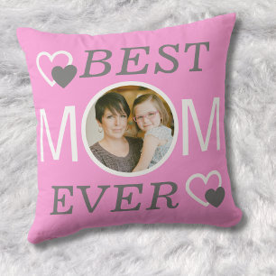 Almofada Foto personalizada do melhor Dia de as mães rosa 