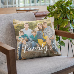 Almofada Foto Personalizada do Script Branco do Amor Famili