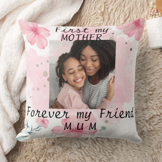Almofada Foto personalizada, flores cor-de-rosa, dia da mãe (Cobertor)