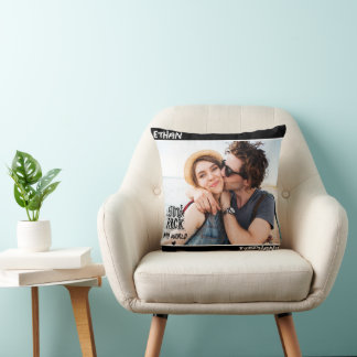 Almofada Foto Personalizada Preto Grunge Você Faz Meu Mundo