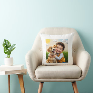 Almofada Foto Personalizada Simples Criança de Cachorro Per