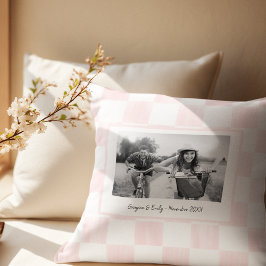 Almofada Foto Personalizada Xadrez Rosa